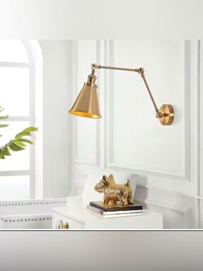 JONATHAN Y Rover 7 in. Adjustable Arm Metal Brass LED Wall Sconce